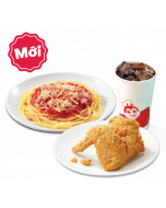 Mì Ý Sốt Cay  vừa + 1 Gà Giòn Vui Vẻ + 1 Nước ngọt